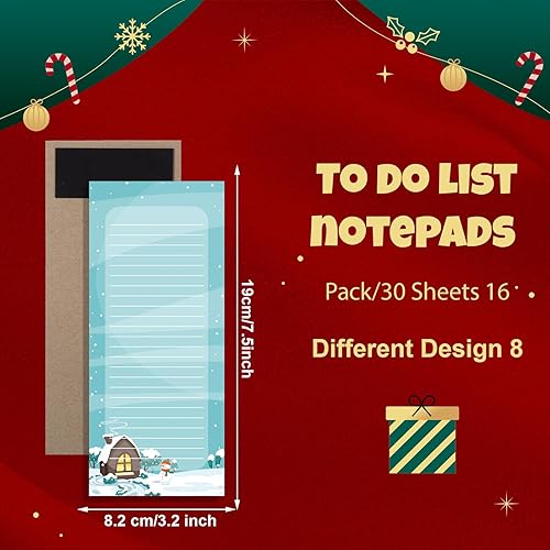 Miniatura 2 de Meanplan Paquete de 16 bloc de notas magnético para refrigerador para lista de tareas para lista de comestibles, almohadillas de lista de compras,