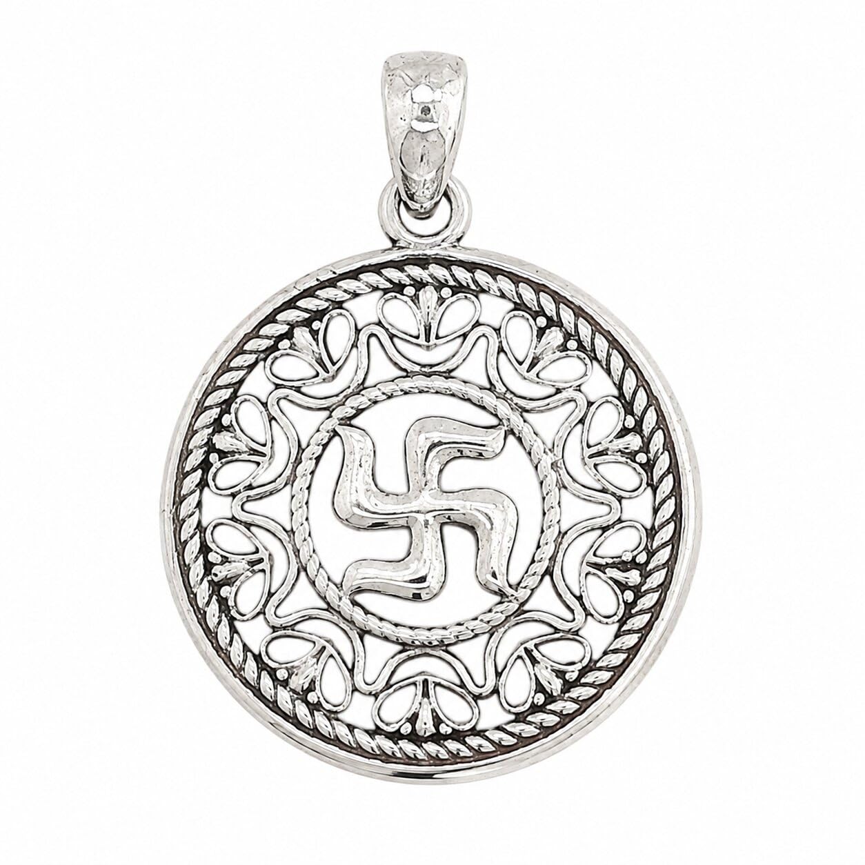 sahiba gems 925 Sterling Silver Designer Swastik Pendant Locket for Men & Boys | Religious Pendant | Daily Wear Gift-picture-22
