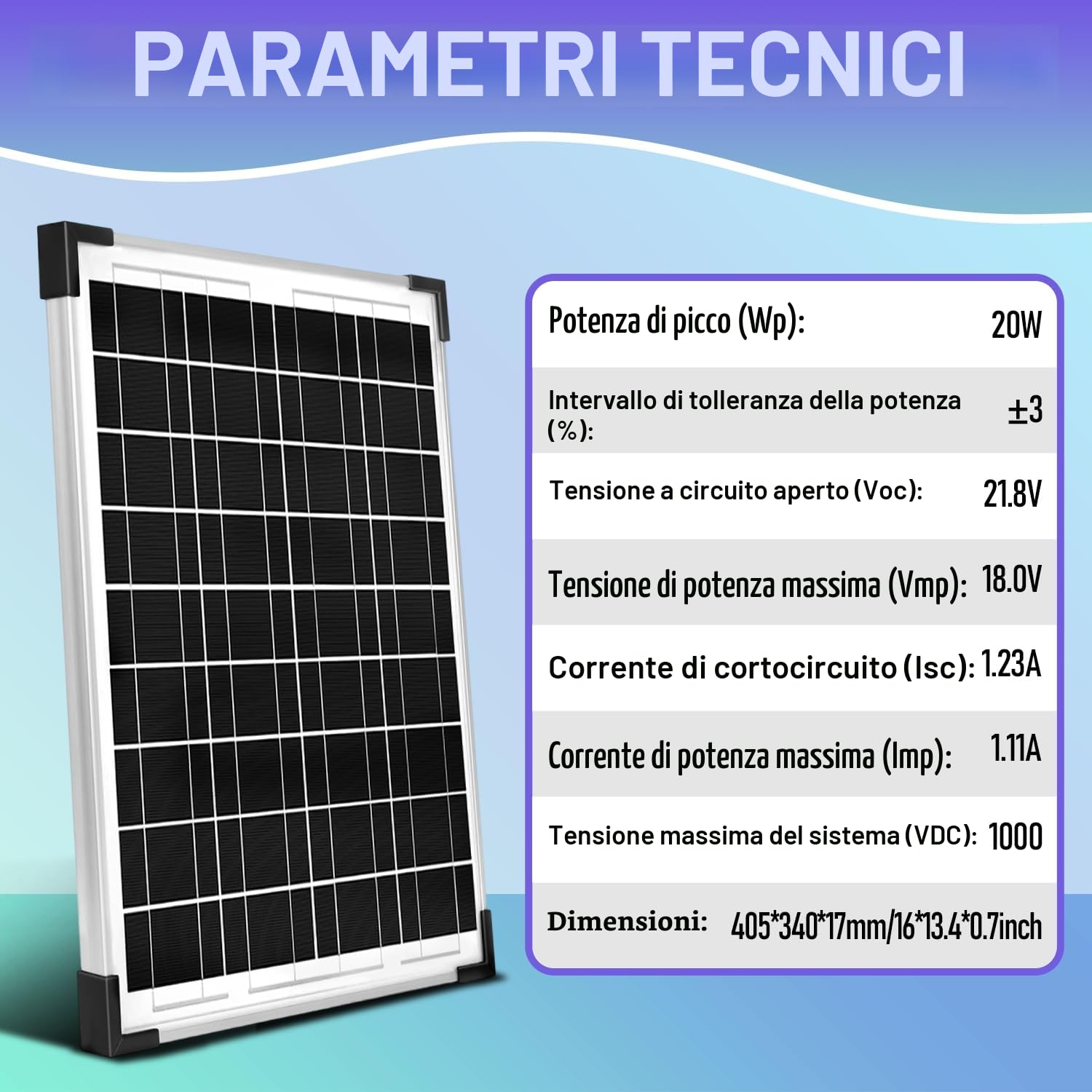 Kit pannello solare da 20 W, 12 V/24 V, caricabatterie per regolatore di carica PWM da 10 A + cavo di prolunga
