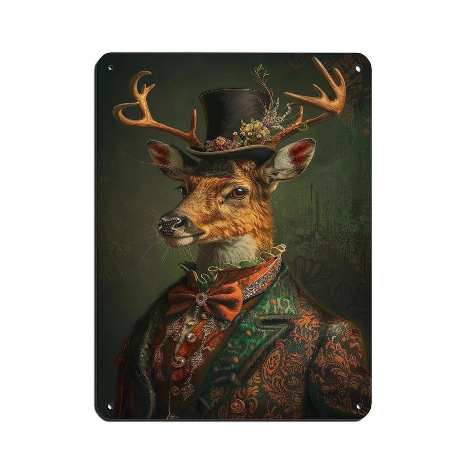 Vintage Gentleman Deer Painting Poster Tin Sign Vintage Metal Pub Club Cafe Bar Home Wall Art Decoration Poster Retro 12x16inch(30x40cm)