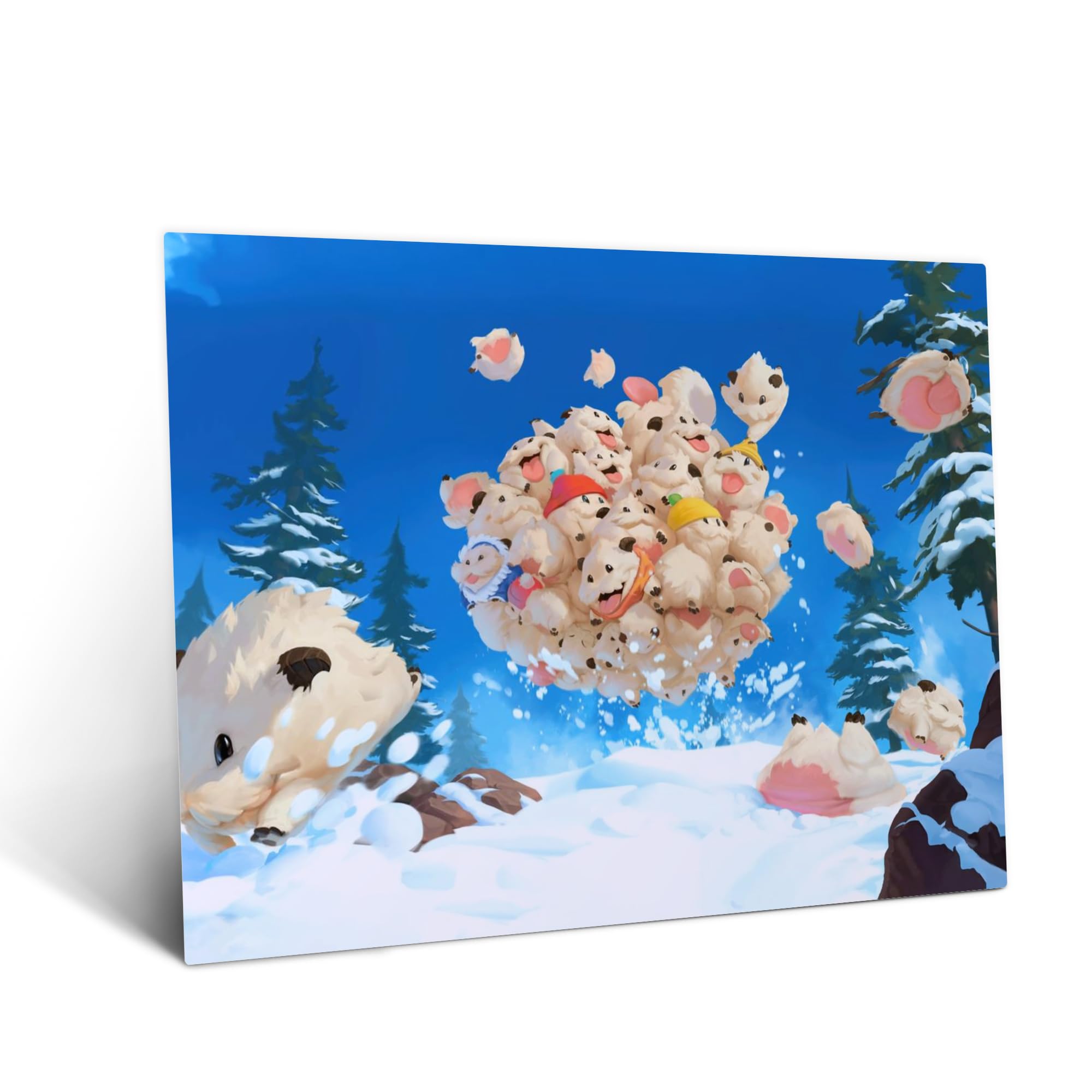 Displate Metall poster League of Legends Fluft of Poros h Wandkunst Größe M | Bild Plakate für Schlafzimmer Dekor, Geschenke. Magnetische Befestigung Wandposter, Wanddeko. Metall Wandkunst.