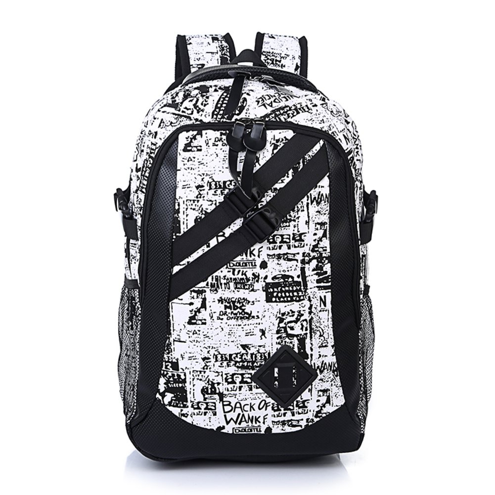 Youth Men and women versatile double shoulder bag Tide cool canvas backpack Fashion backpack Wild casual backpack Camouflage graffiti backpack School bags Computer bag-D
