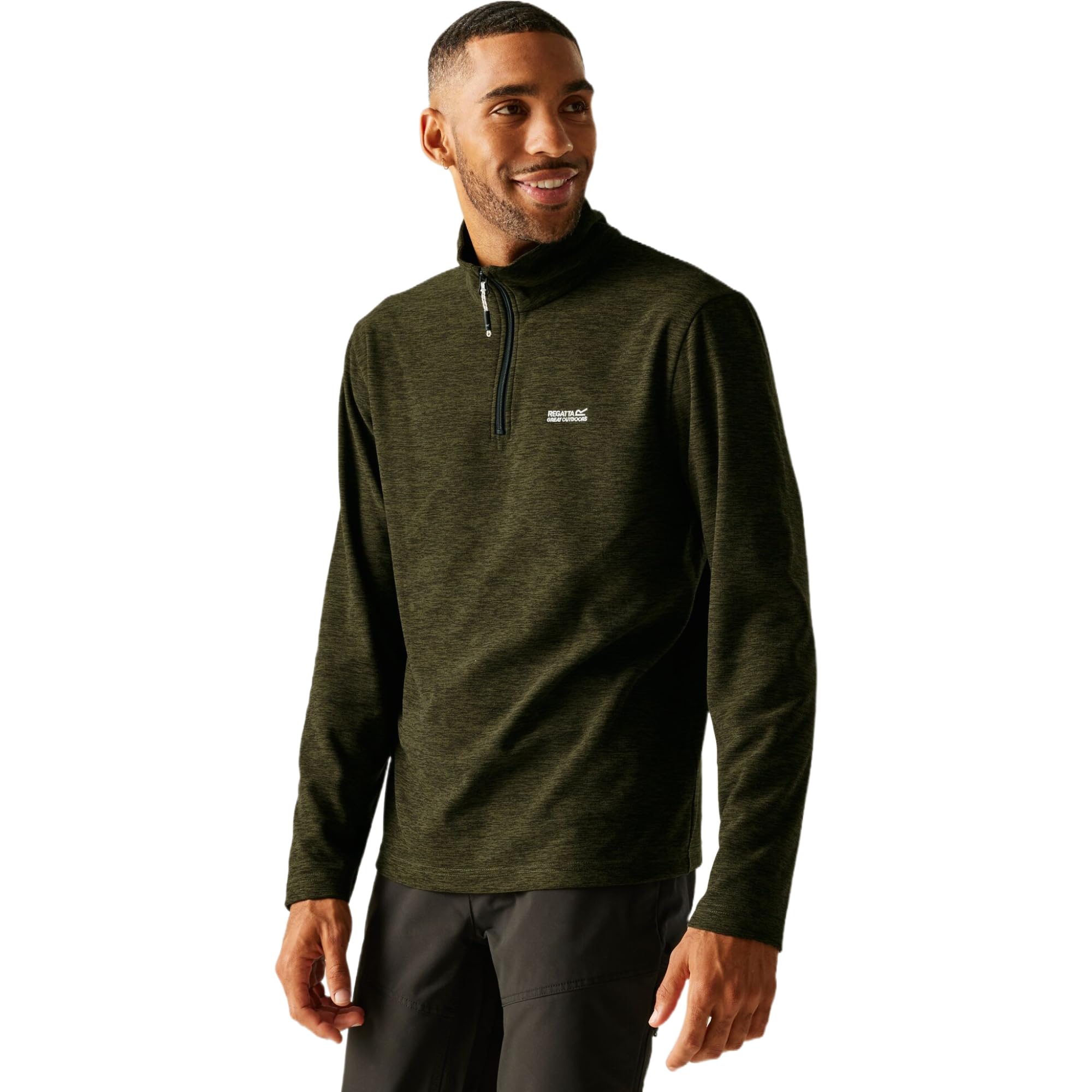 Regatta Mens Thompson Marl Half Zip Fleece Anti-Pill Quick Dry Winter Layer Top