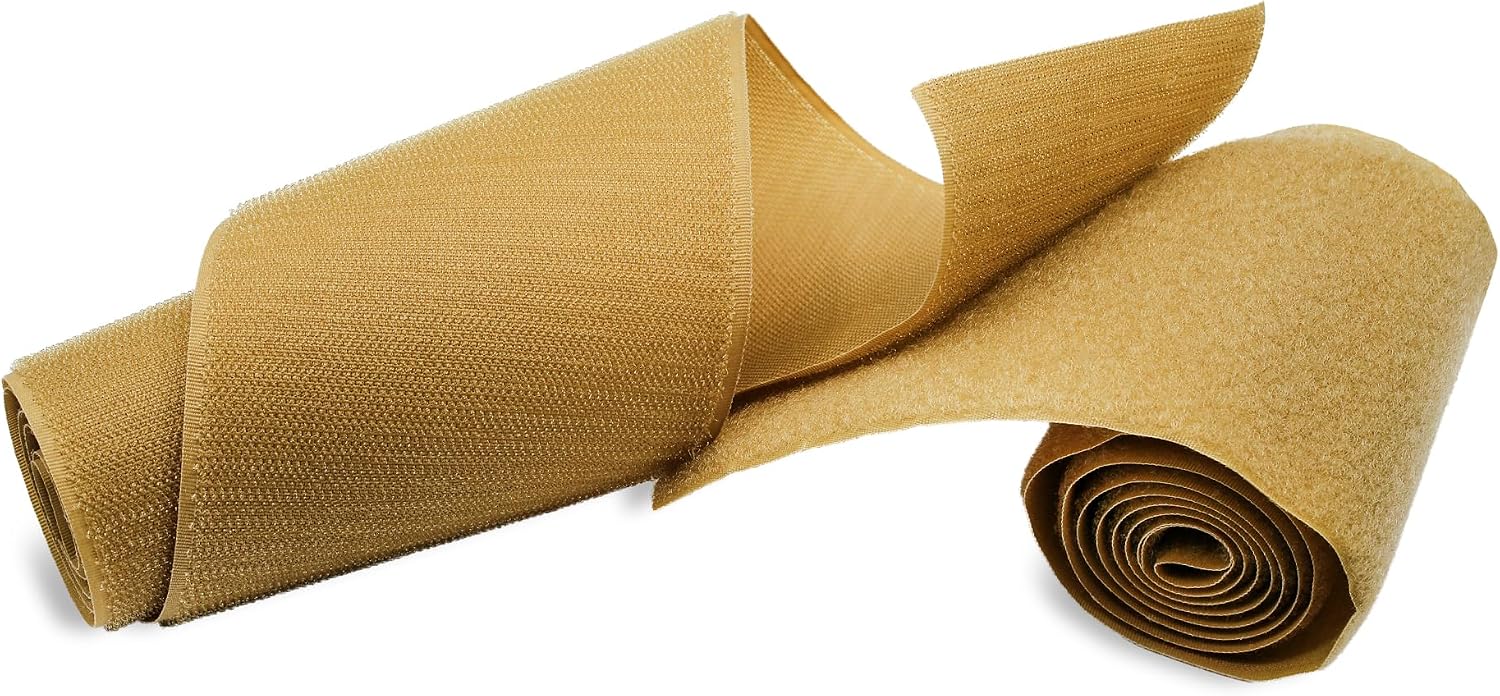 Coyote Tan Hook and Loop Tape 4 inch Sew On Tape Non-Adhesive Hook and Loop Tan 1 Yard Length Fastener Nylon Hook Loop Fabric for Military Gear Uniform Clothes Bags Shoes DIY Crafts