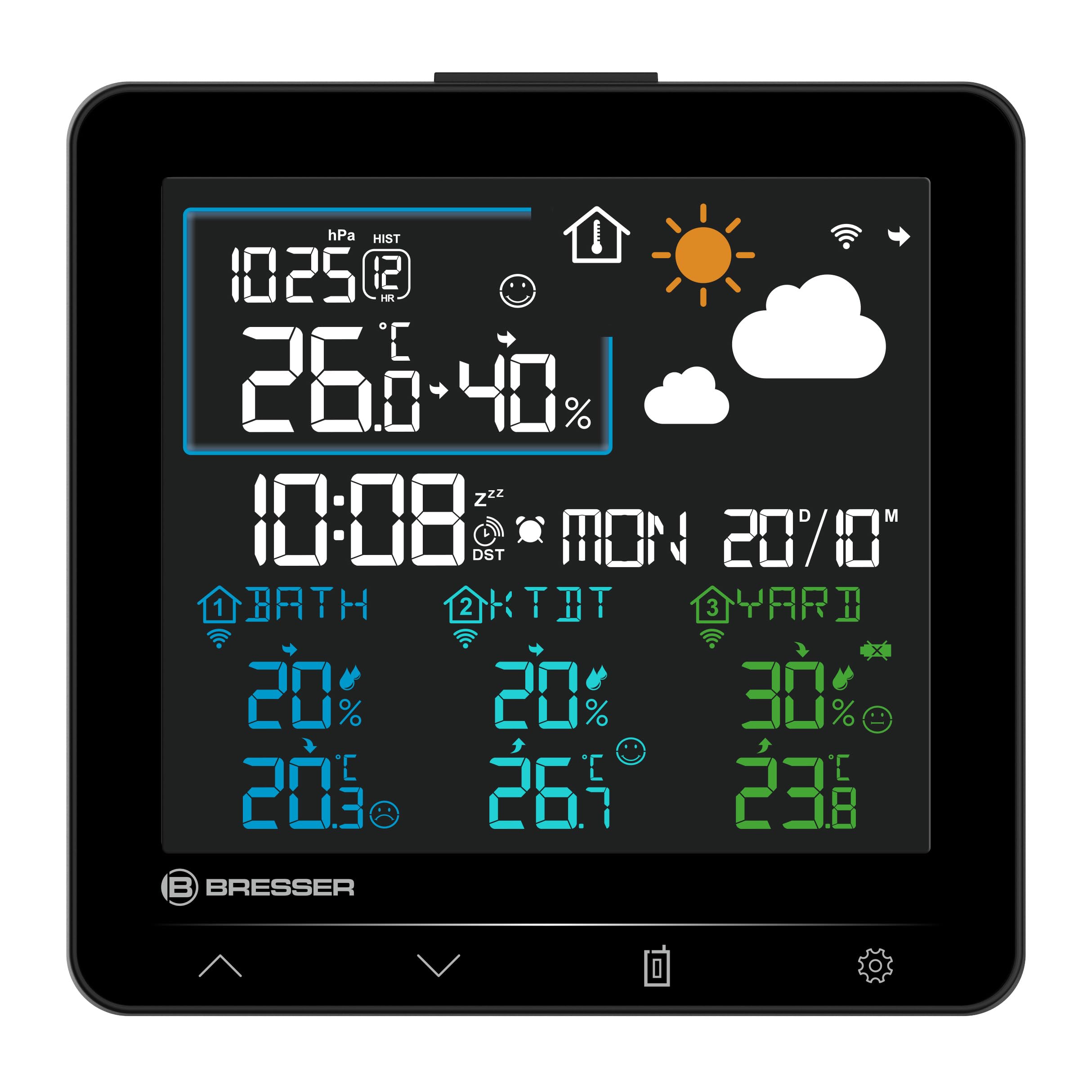 Bresser Quadro Individio NV Station météo sans fil, 3 capteurs
