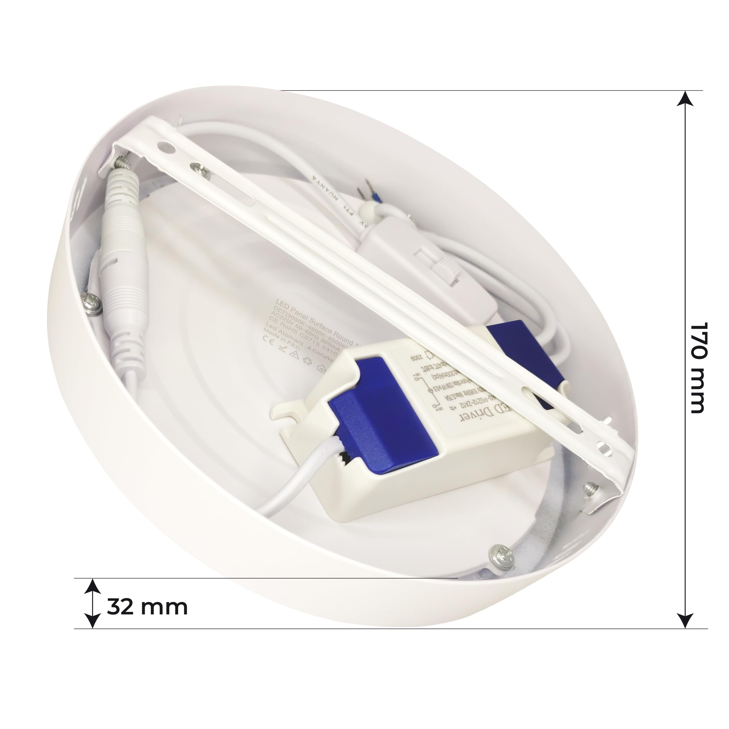 LED ATOMANT 10x Plafon LED Superficie 170mm 12W CCT 3000-6500K 1100lm | Con Selector de color CCT, Driver incluido