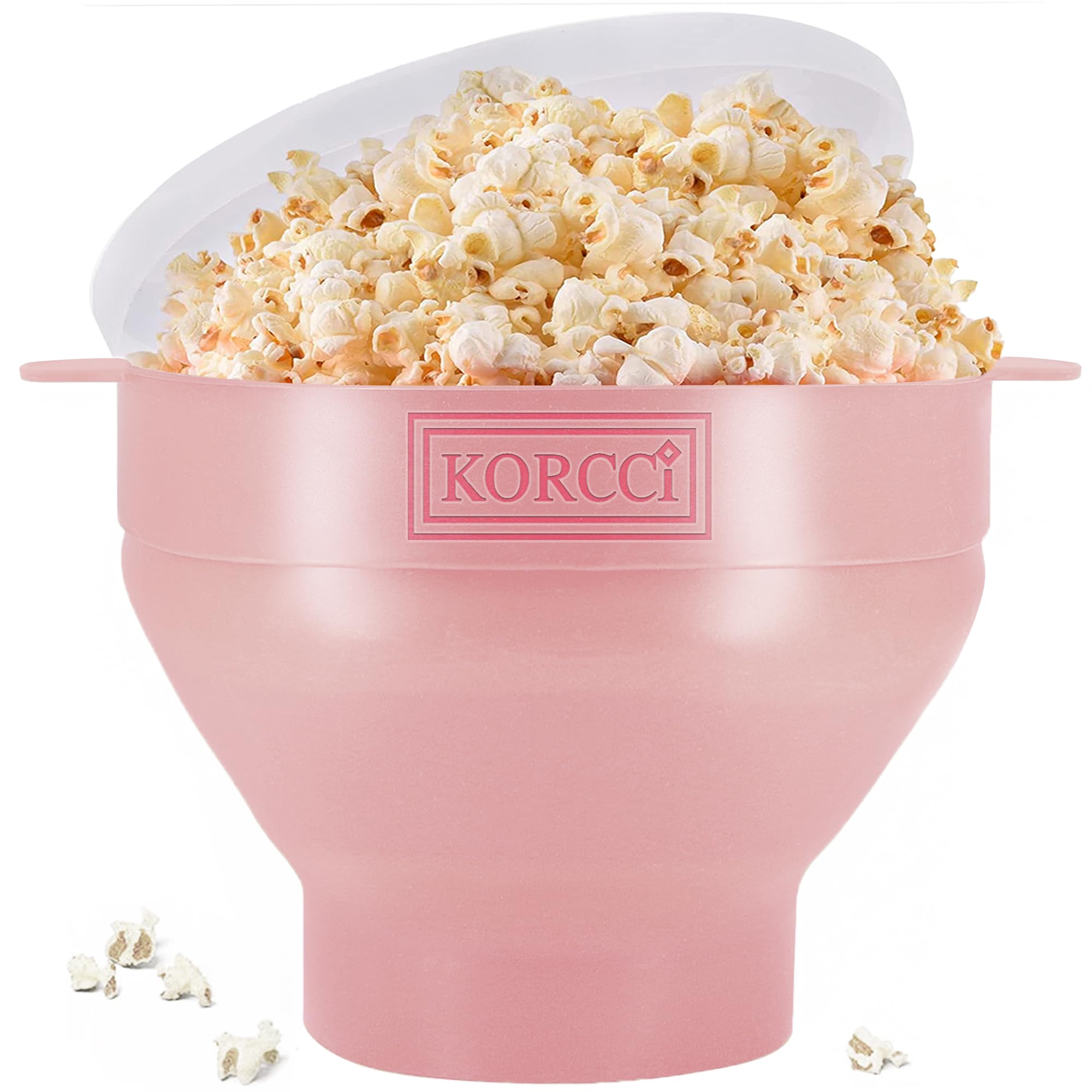 The Original Korcci - Palomitas de maíz de silicona para microondas, sin BPA, cuenco plegable para hacer palomitas de maíz para microondas, apto para lavavajillas (rosa)