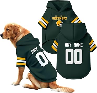 ANTKING Green Bay Dog Hoodie T-Shirt Pet Clothes Jersey Custom Name and Number Gifts