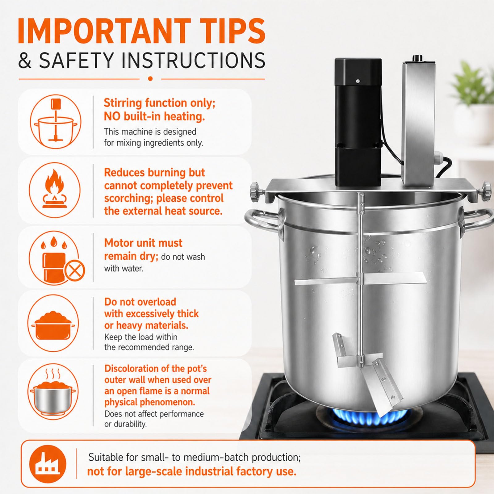 Mezclador AutomáTico Alimentos, Mezcladora AutomáTica De 4 Cuchillas, Calentamiento Uniforme Y AgitacióN EléCtrica para Evitar Quemaduras, AdemáS 50L