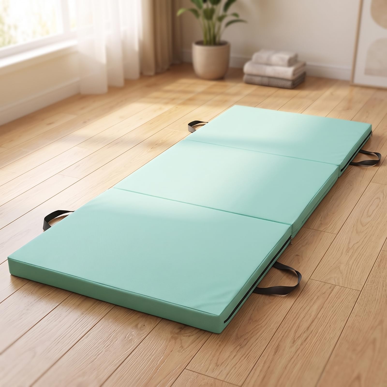 LOVIVER Tappetino Pieghevole Fitness Materassino Allenamento Ginnastica Stretching Materassino Palestra Portatile Imbottitura 5 Cm Maniglie Trasporto