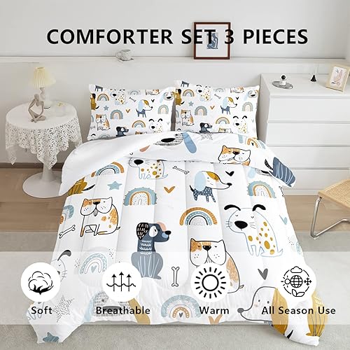 Miniatura 3 de Axolotl Juego de ropa de cama de perro de dibujos animados, colorido y lindo juego de edredón para niños, niñas y adolescentes, juego de edredón