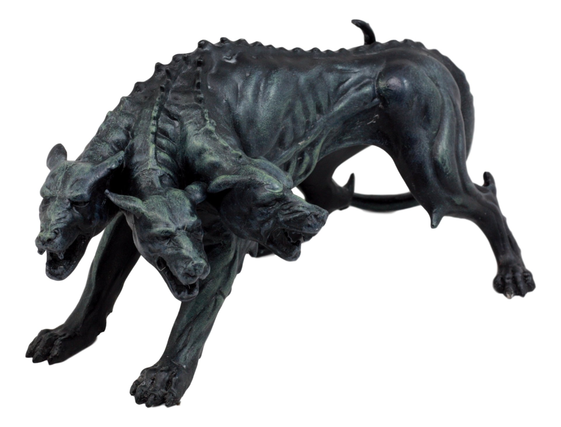 Ebros Gift Faux Stone Greek Guardian Hydra Dogs of Hades Cerberus Statue 7.75" Long Guardian Hell Hound Figurine