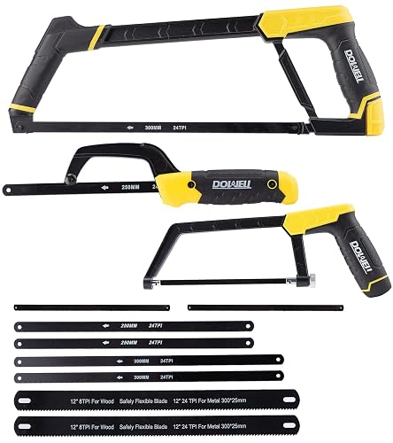 DOWELL Hacksaw Set, 3 Pcs Hack Saws for Metal, 12",10",6"