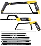 DOWELL Hacksaw Frame Set Heavy Duty Handsaw 12-inch 10-inch 6-inch Mini Hacksaw Hand Saw 8 Extra Blades Multi-function for Metal Wood PVC Pipes