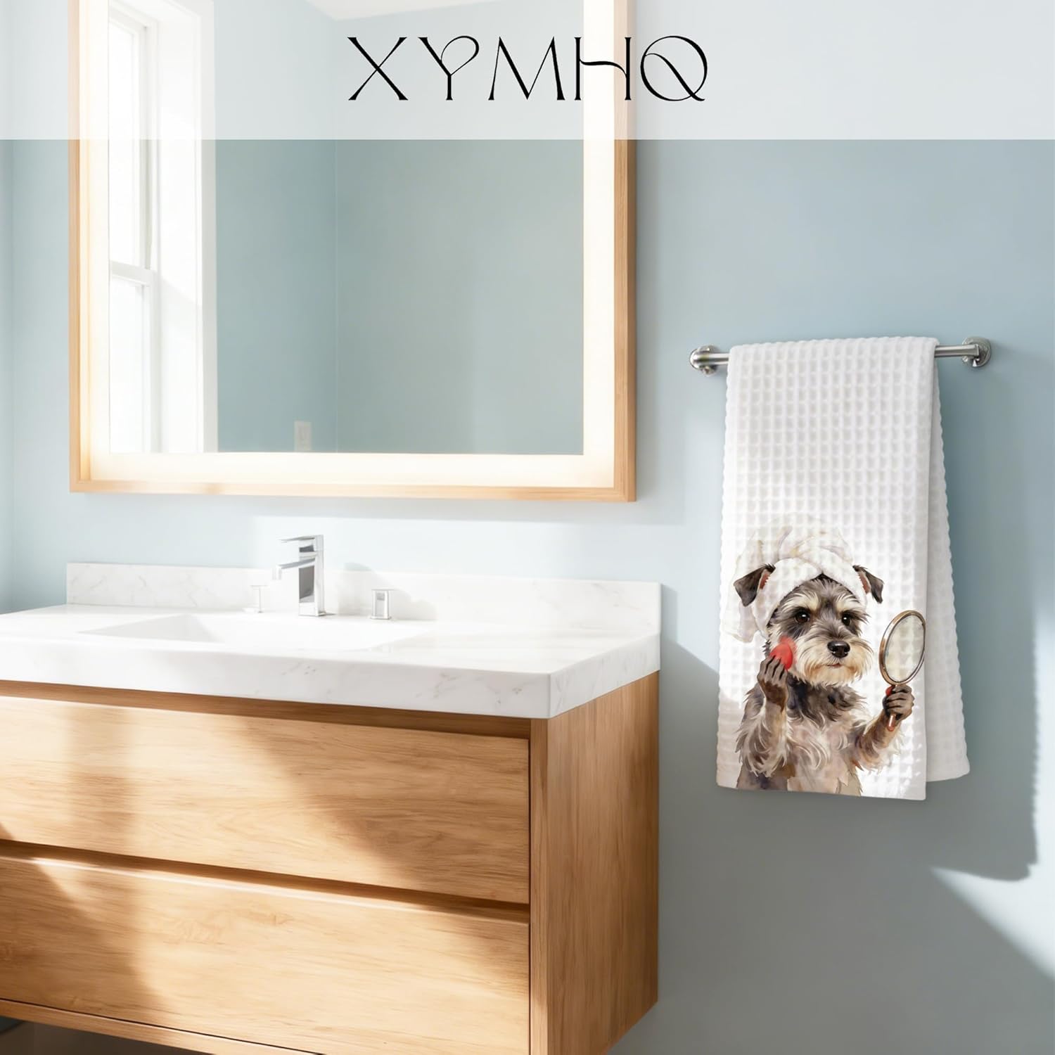 Funny Schnauzer Gift Hand Towels for Bathroom Powder Room Spa, Schnauzer Lovers Gifts for Women, Dog Mom Gifts, Funny Dog Bathroom Decor Hand Towels, 16x24 Inch - Image 4