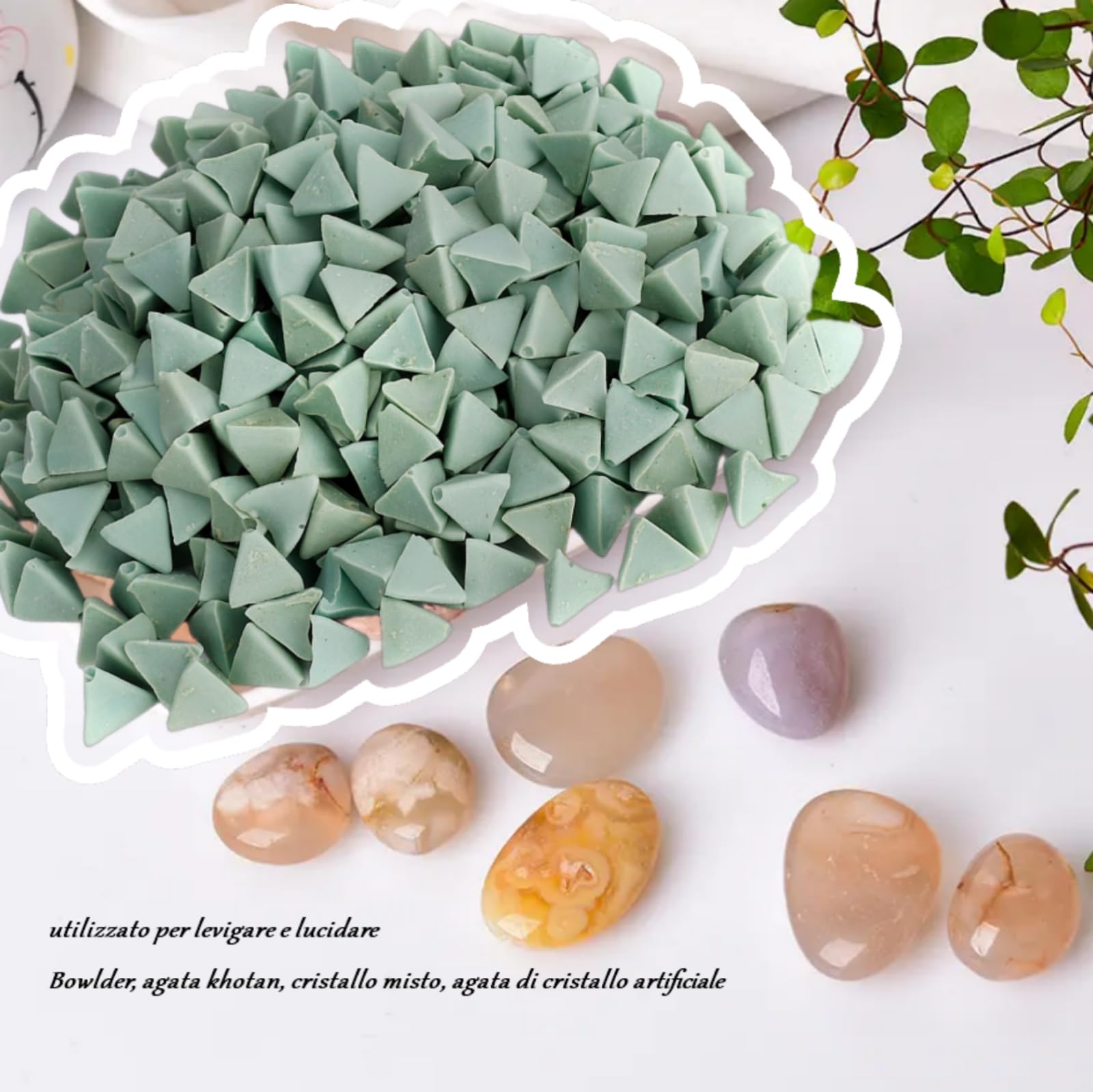 Pietra abrasiva lucidante triangolare,Materiali abrasivi per gioielli,Abrasivi per molatura e lucidatura,Accessori abrasivi per lucidatrici,gioielli in giada per lucidatura a macchina a vibrazione