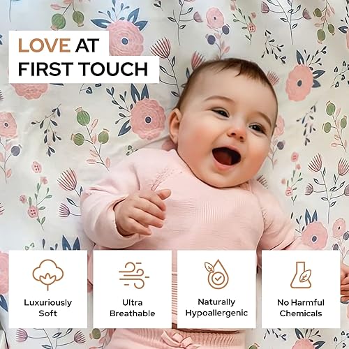 Miniatura 2 de Pack n Play Sábanas con patrón floral  Sábana bajera ajustable 100% algodón orgánico Pack n Play  Sábanas de primera calidad  Sábana Pickle &