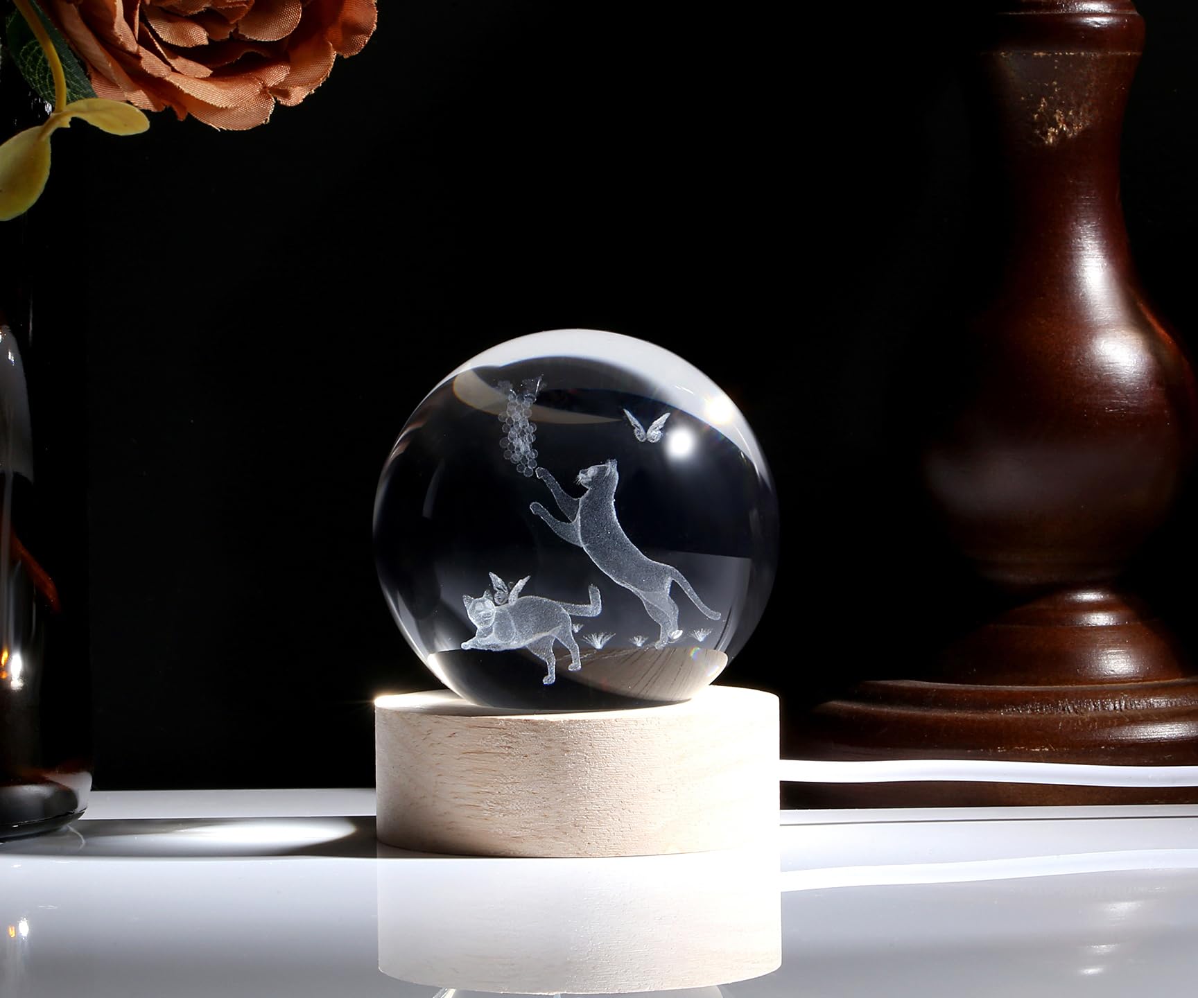 XIANNVXI 3D 60mm Cat Presents Crystal Ball Ornament Paperweight Cat Lover Gifts for Women Memorial Gifts Cute Bedroom Decor Decoration for Bedroom Cute Things - Image 3