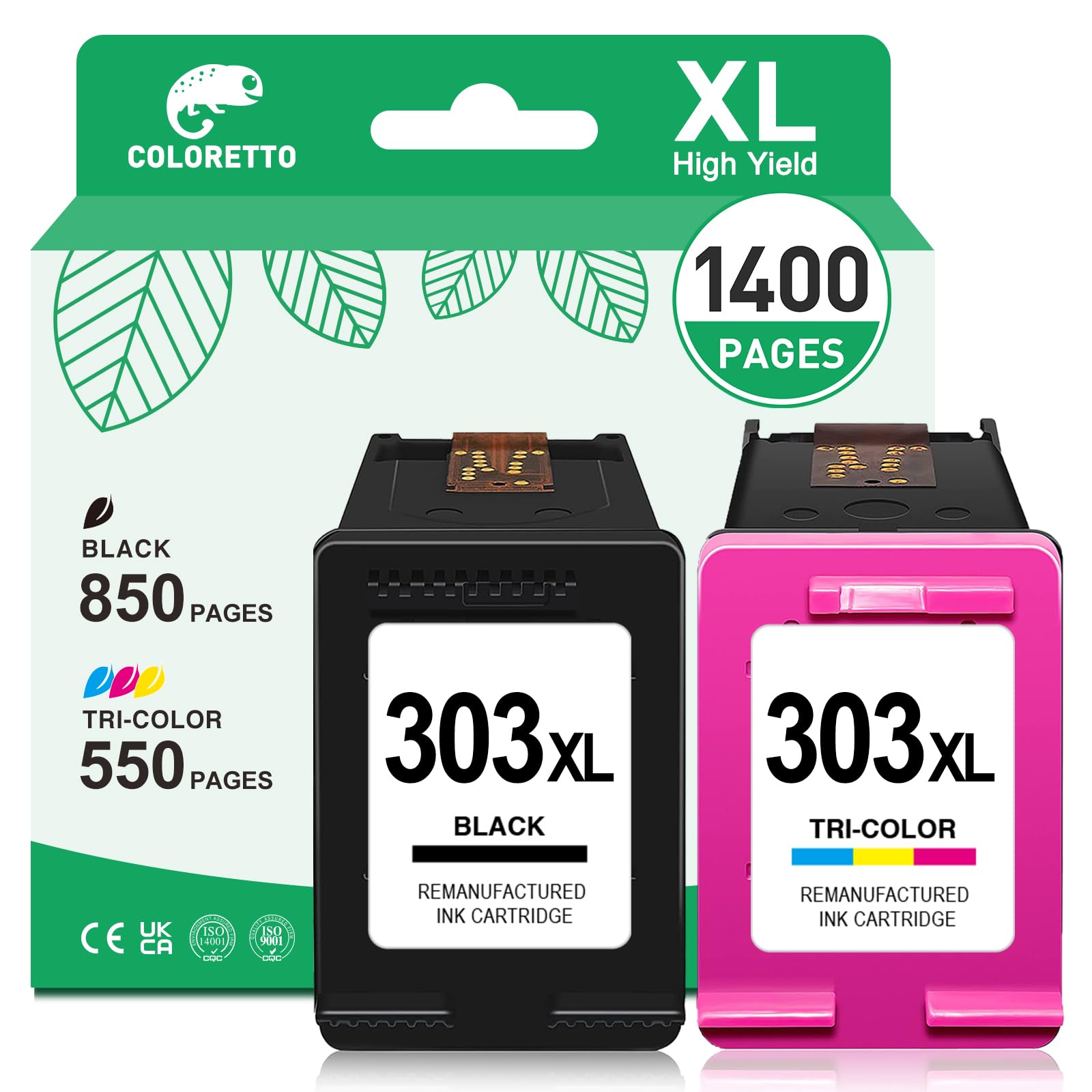 COLORETTO 303XL Tinta para HP 303 XL Negro y Color Envy Photo 6200 6220 | ENVY Inspire 7220e 7221e 7224e 7920e 7921e 7924e ENVY Photo 6230 6232 6234 6252 6255 6258 Tango X Impresoras para HP 303 XL