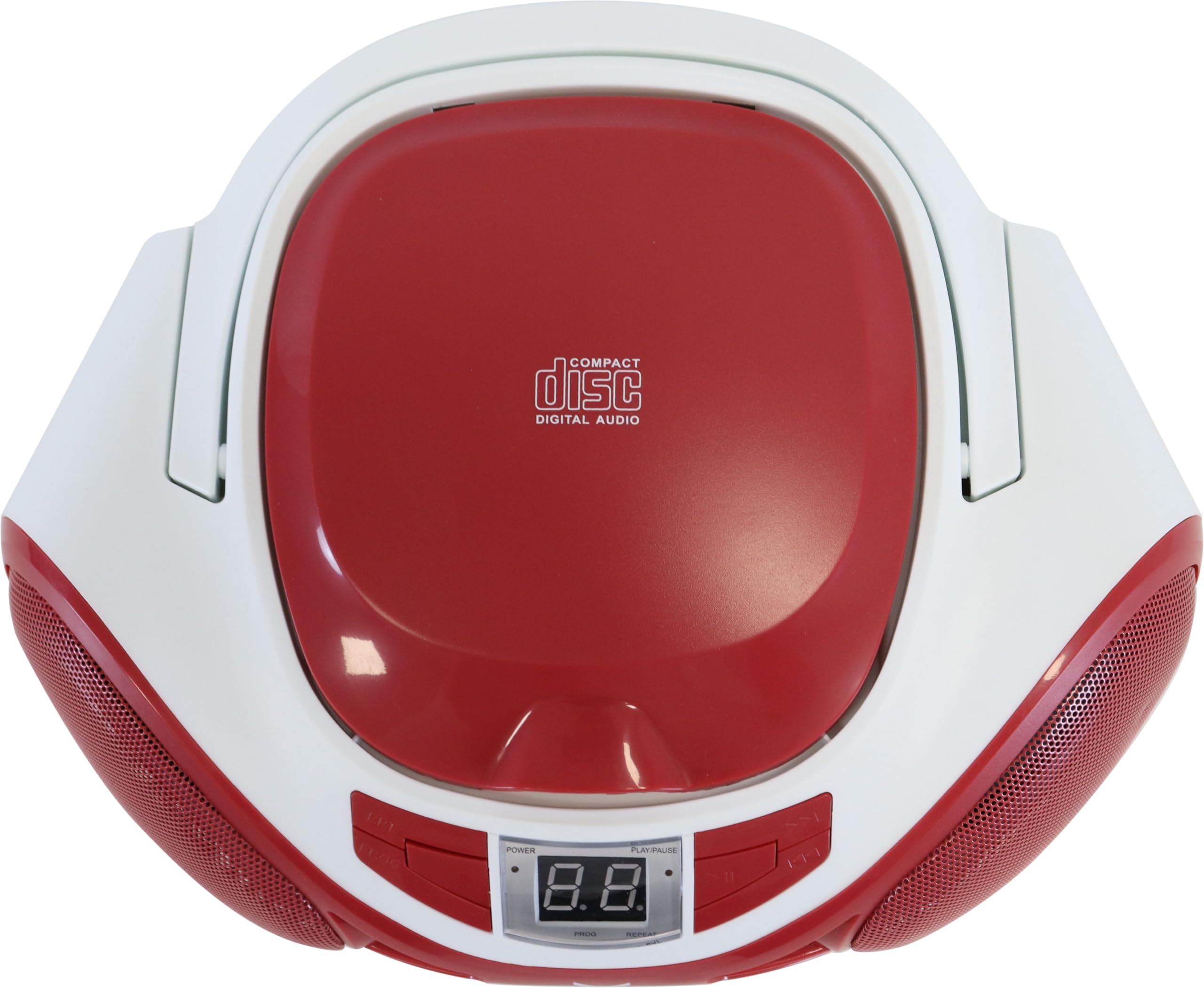 Majestic AH 1262R AX - Boom Box Portatile con Lettore CD, Ingresso AUX-IN, doppia possibilità di alimentzione (cavo incluso, batterie non incluse) BiancoRosso)