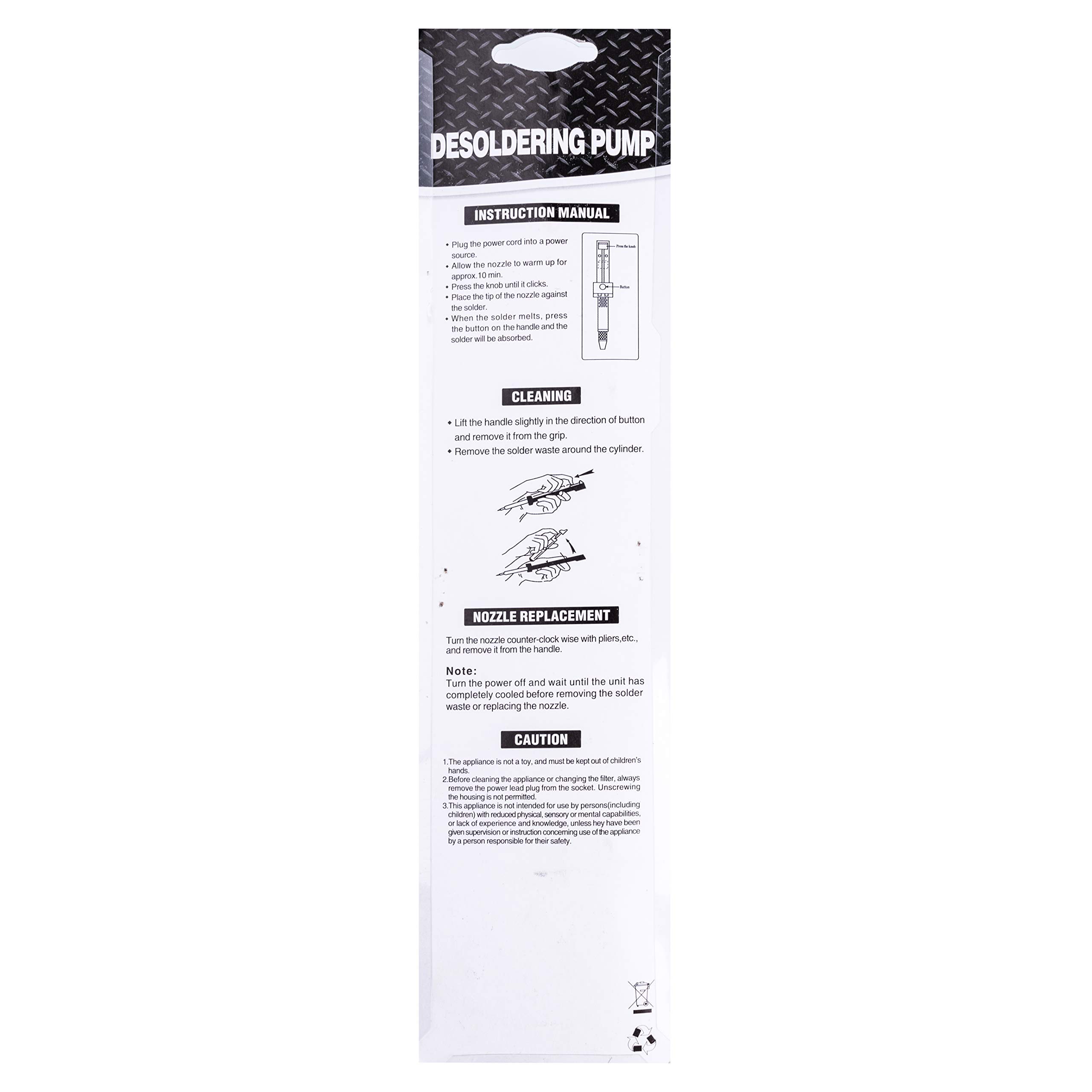Entlötsauger con Riscaldamento ZD-211 Entloetpumpe 40W Entlötsaugpumpe Metall-Spitze Funzionamento di uno Manuale