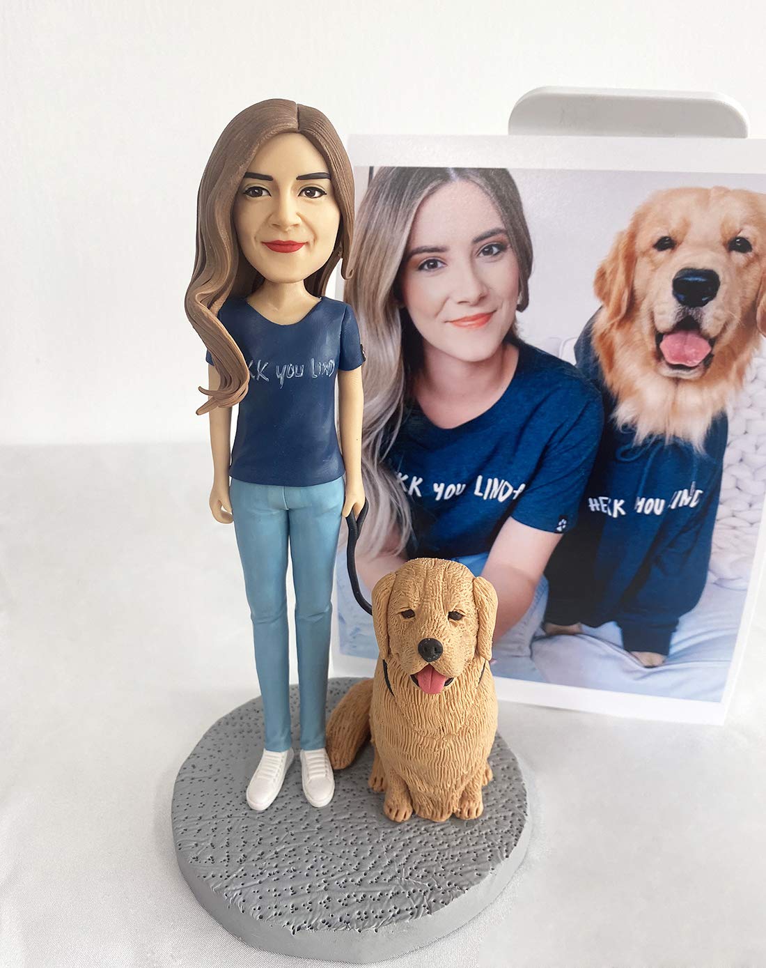 coloves 100% Custom Personalized Bobblehead Figurine for Owner and Dog As A Memorial for Beloved Or Passed Dog Friend 7” - Bespoke Sculpture from