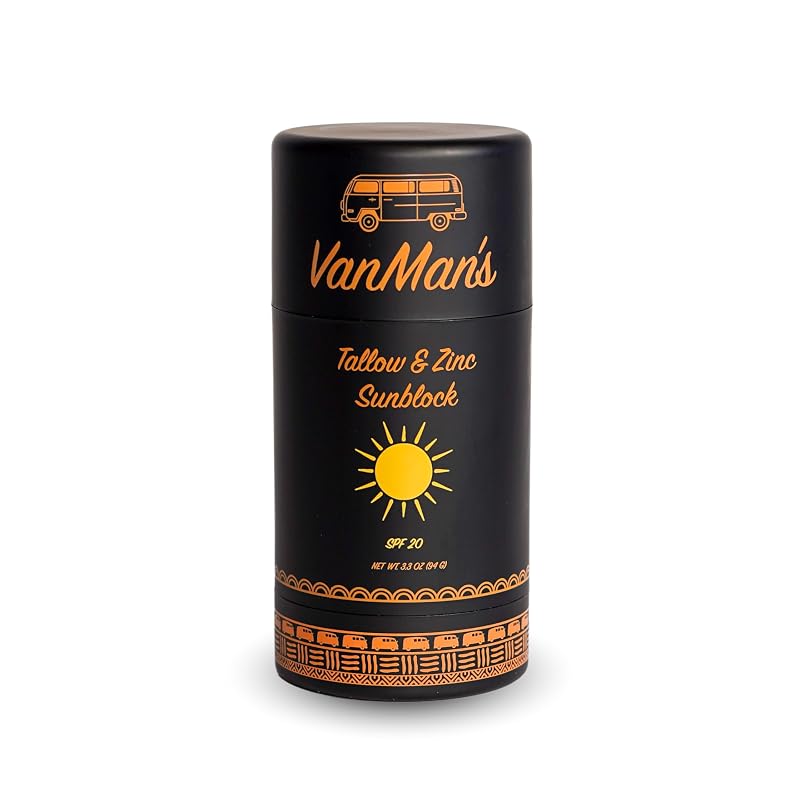 Bastão de protetor solar facial mineral The VanMan Company com óxido de zinco não nano e sebo bovino, 93 g