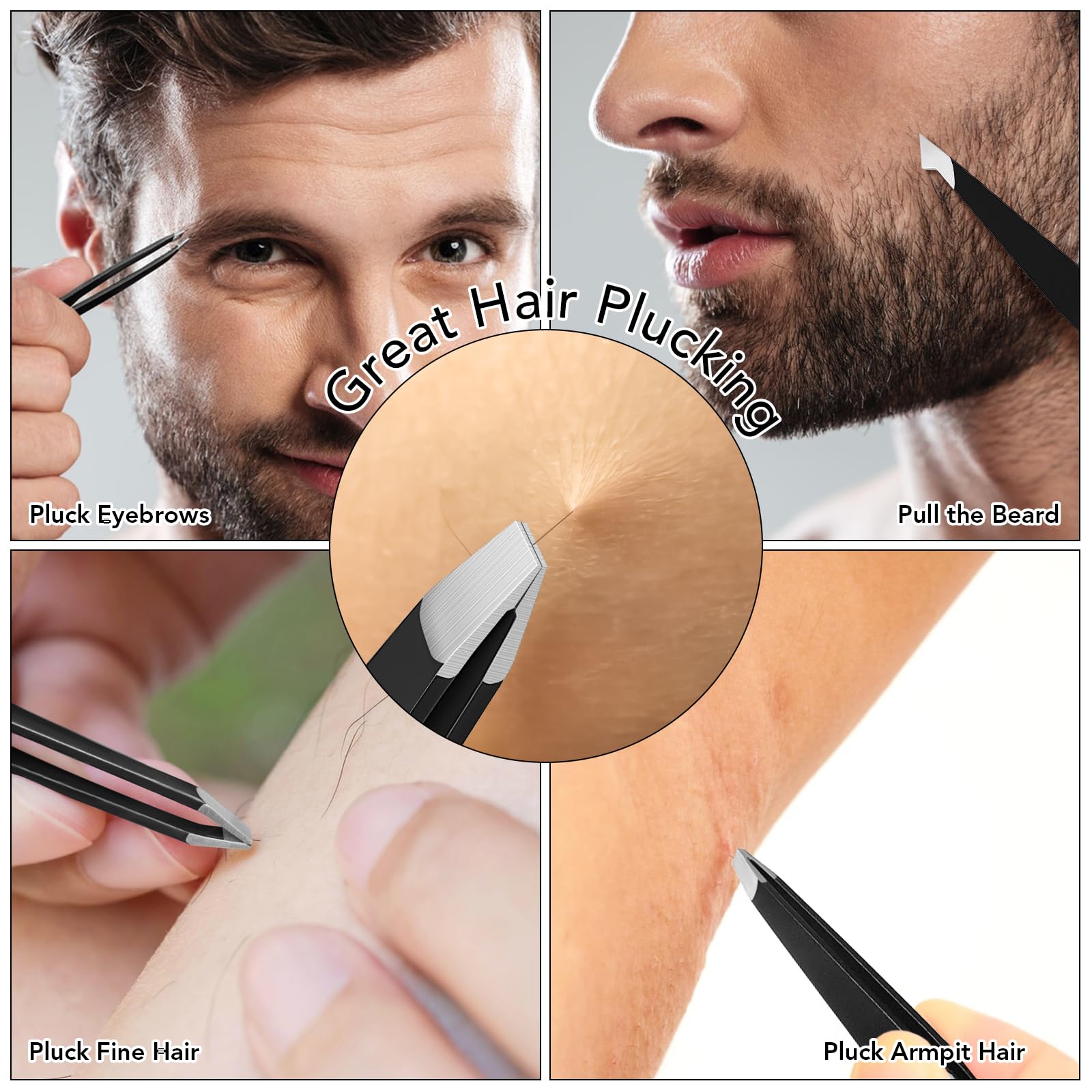 Pinzette e Tagliaunghie 8 Pezzi Precisione Professionale Sopracciglio Pinzetta Kit per Capelli Viso Uomini & Donne Pinzette di Viaggio con Custodia in Pelle