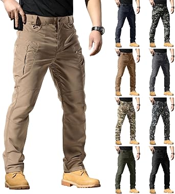 Cargo Pants for Men Relaxed Fit Waterproof Ripstop Tactical Pants Lightweight Flexcamo Hiking Pant Multi Pockets