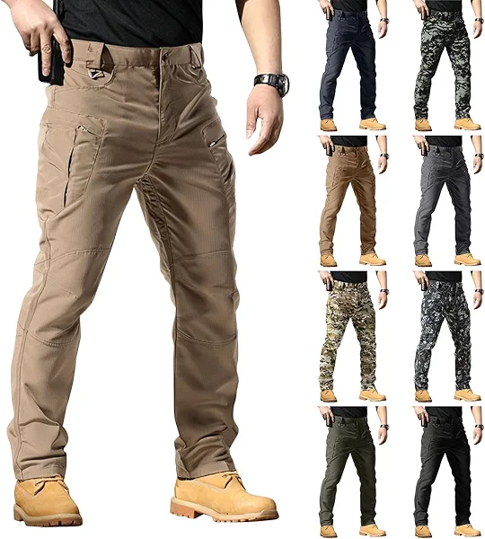Pantalones Cargo para Hombres Tactical Cargo Pants for Men Slim Fit Ripstop Waterproof Work Pants Multi Pockets Lightweight Stretch Hiking Pant Big and Tall Cozy Chef Painter Pant
