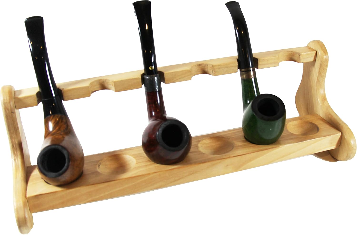 6 Tobacco Pipe Stand Holder- Wooden Tobacco Pipes Display Rack Holder for 6 Smoking Pipes Natural