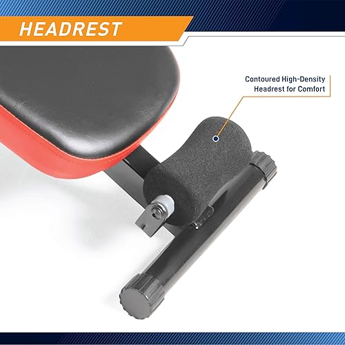 Miniatura 5 de Marcy Tabla inclinada con reposacabezas – Diseño plegable con posiciones ajustables SB-4606, negro/rojo, 29.00 x 18.00 x 59.00 pulgadas