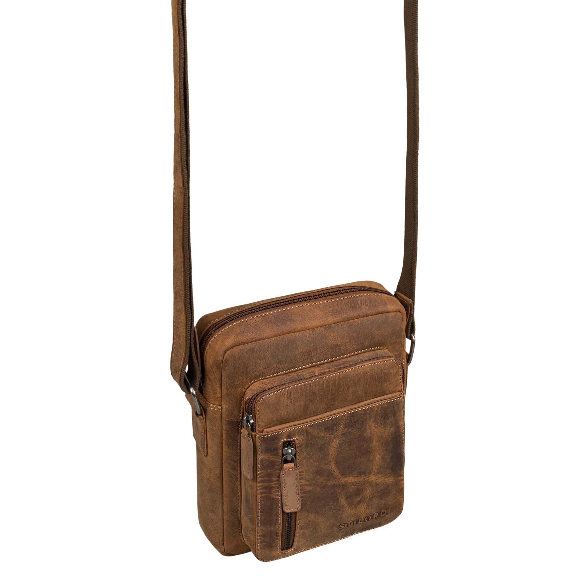 STILORD 'Dain' Borsa a Tracolla Uomo in Pelle Vera, Crossbody Vintage, Custodia Tablet, Shoulder Bag Cuoio