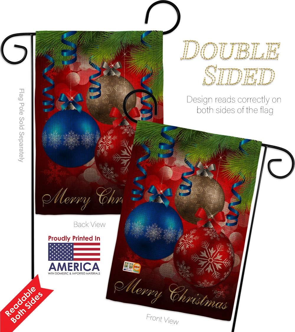 Ornaments Burlap Garden Flag Wintertime Christmas Santa Marry Xmas Present Reindeer Season Snow Small Decorative Gift Yard House Banner Double-Sided Made In USA 13 X 18.5