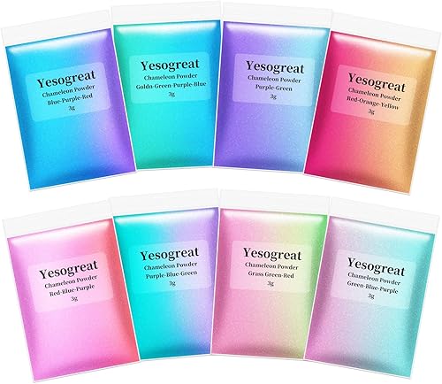 Polvo de mica camaleón de 8 colores, polvo de pigmento de color de resina epoxi, juego de polvo de mica de cambio de color, polvo de pigmento de