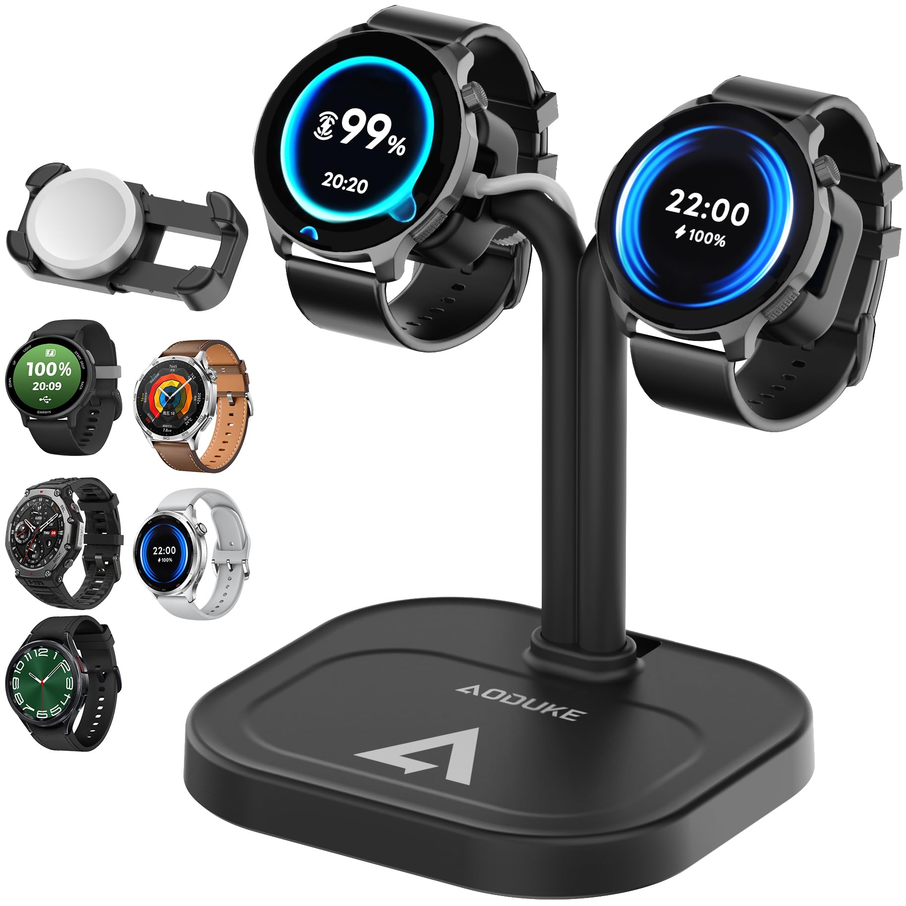 Base de carga universal dual A22S para relojes inteligentes Samsung y Google 8