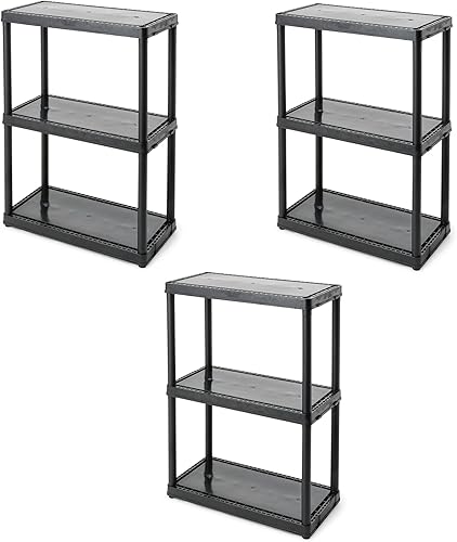 Gracious Living Estantería organizadora de almacenamiento entrelazada de 3 niveles para salas de juegos, dormitorios o espacios de garaje, color