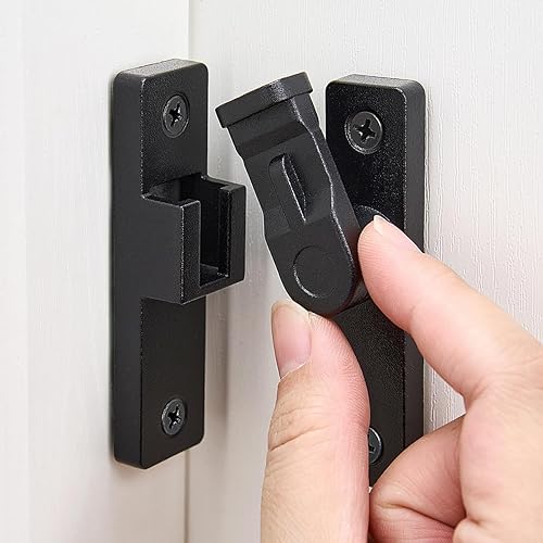 Paquete de 2 pestillos abatibles de 90 grados, de aleación de zinc negro mate en ángulo recto para mayor seguridad y privacidad en puertas