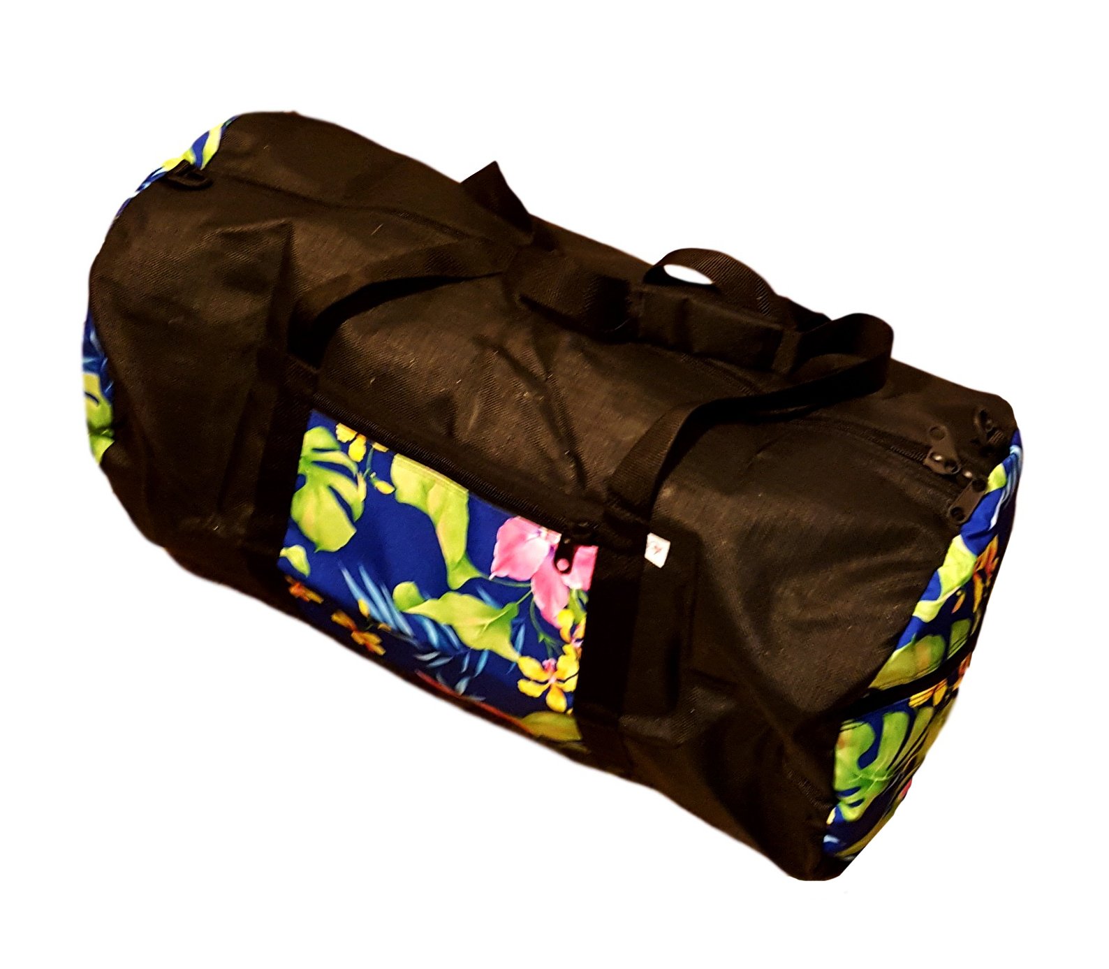 Deluxe Coated Mesh Duffle Bag w/Zip Pockets - Crafted in the USA (HAWAIIAN FLOWERS)