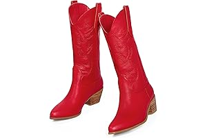 Red Cowgirl Boots for Women: Embroidered Fashion Rodeo Boots