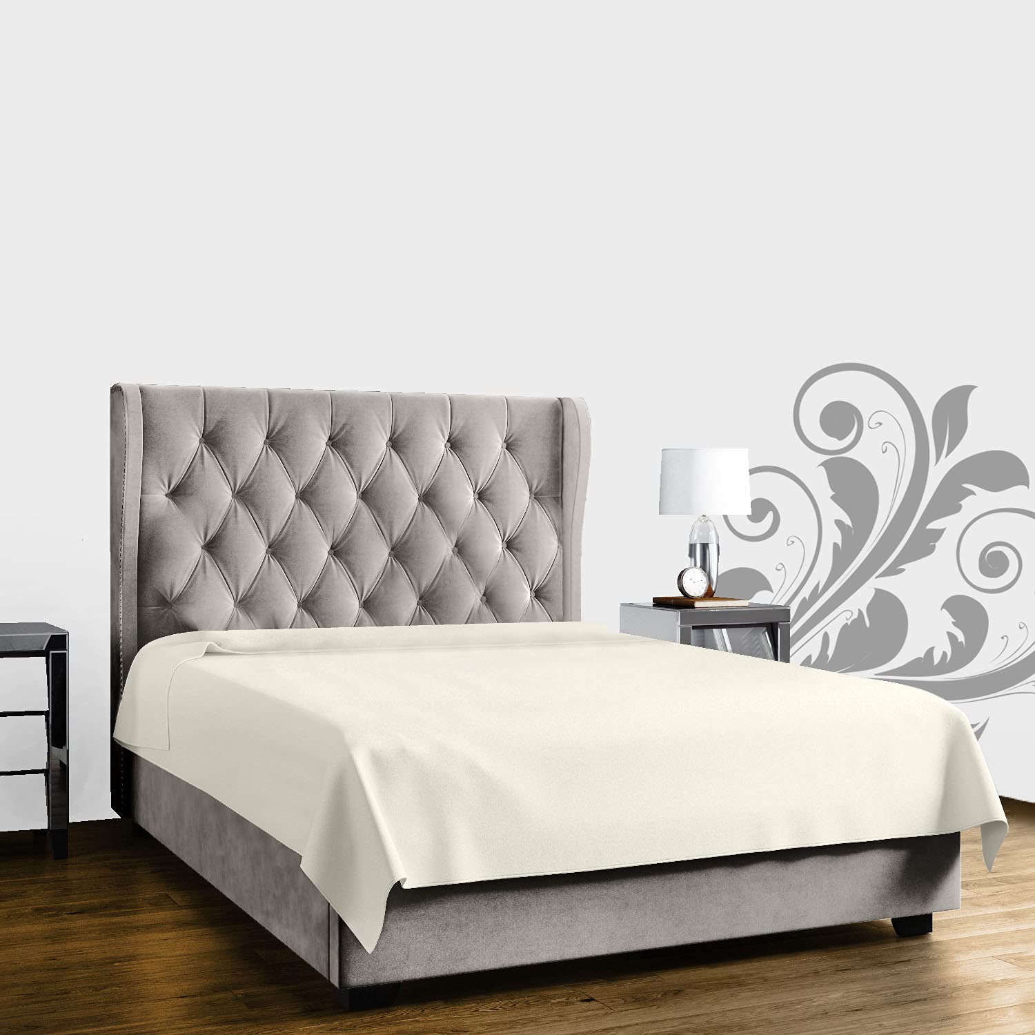 Egyptian Cotton Bed Sheets, Ultra Soft King Size Bedding, 400 TC Plain Flat Sheet, Cream