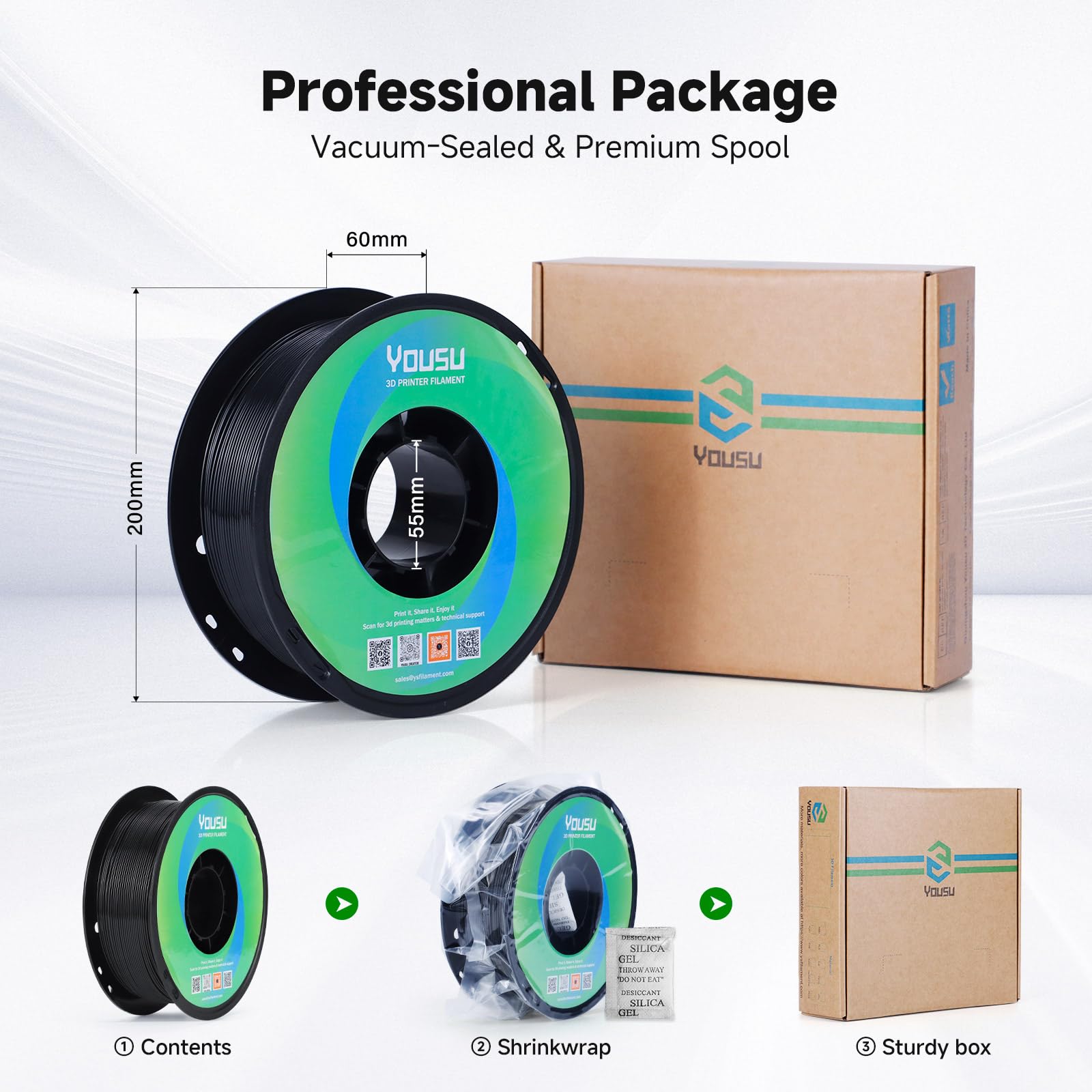 YOUSU Black PETG Filament - 1kg for 3D Printing -7 YOUSU Black PETG Filament - 1kg for 3D Printing -7