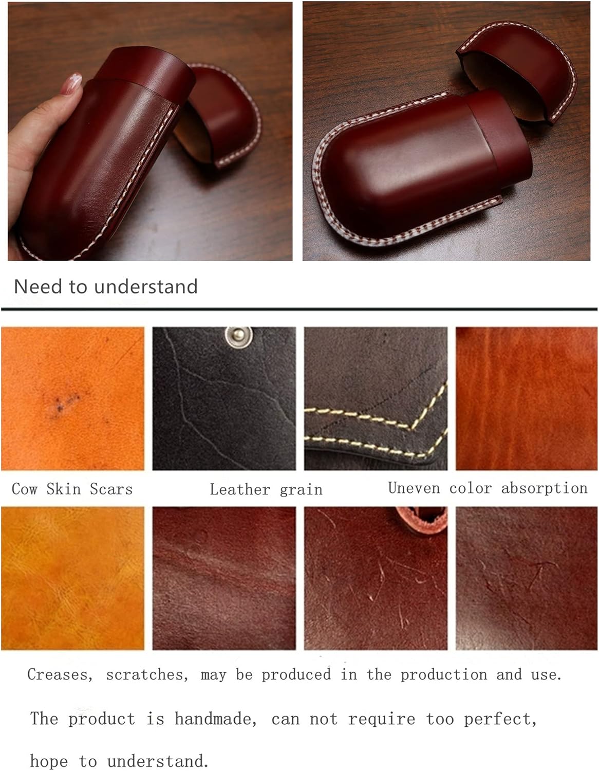 Miniatura 6 de Fanyixuan Funda de cuero para gafas de vaca vintage para hombres y mujeres gafas de sol de miopía caja de almacenamiento antiaplastamiento