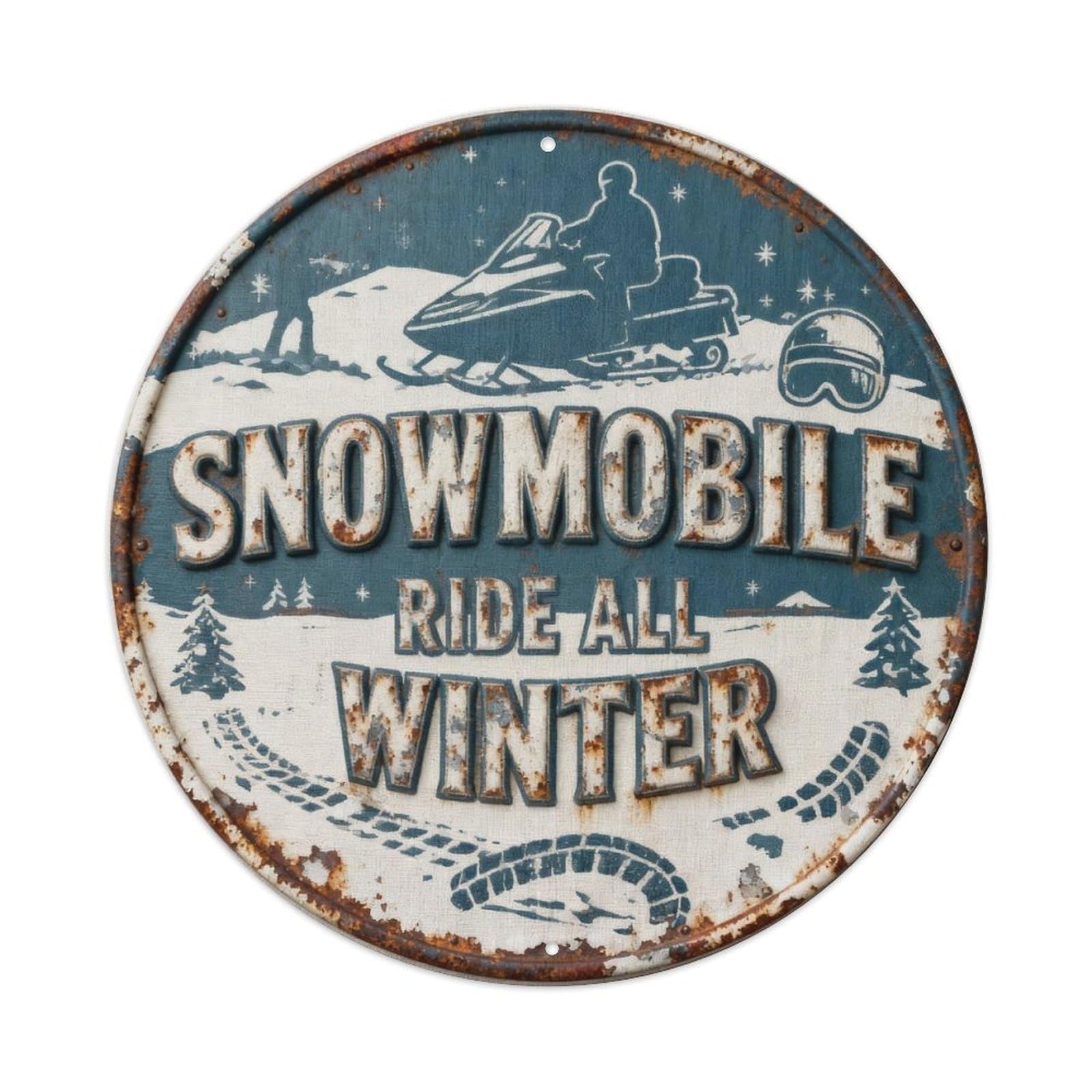 SNOWMOBILE TRAILS RIDE ALL WINTER Metal Tin Sign Plaque