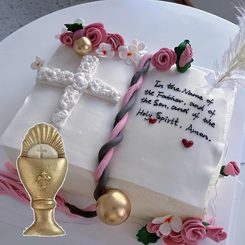 Miniatura 8 de MINFEIDMS Molde de silicona de comunión para fondant de paloma, molde de caramelo con manos rezando para decoración de pasteles, decoración de