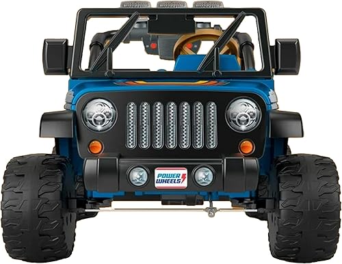 Miniatura 7 de Fisher-Price Power Wheels - Vehículo de juguete retro Jeep Wrangler de 2 plazas con luces de trabajo, radio de simulación y almacenamiento
