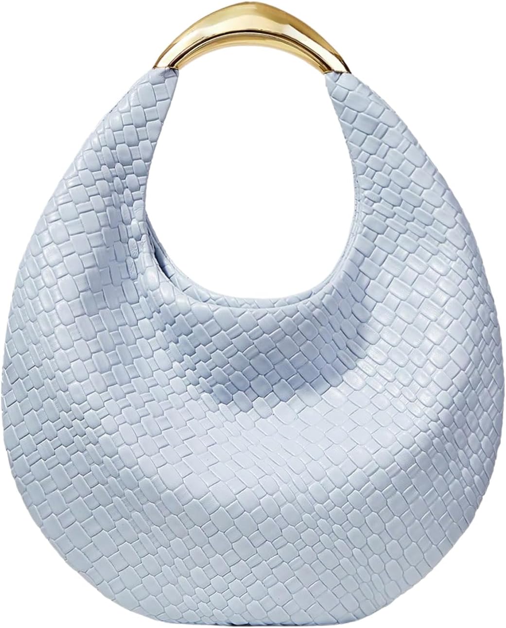 QWINEE Women's Woven Handbag Elegant Clutch Purse Metal Top Handle Cresent Evening Bag Retro PU Leather Clutch Purse