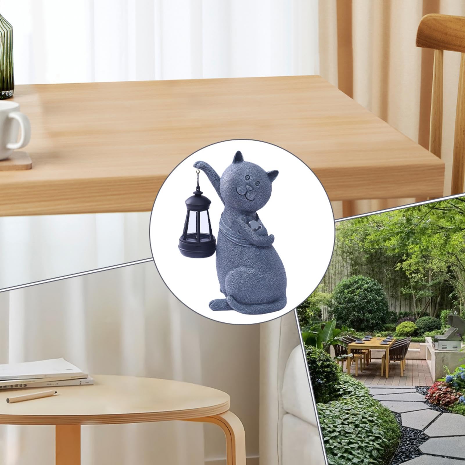 Lampada Solare Gatto Da Giardino – Statuina Resina Con Lanterna LED E Scritta Welcome, Impermeabile