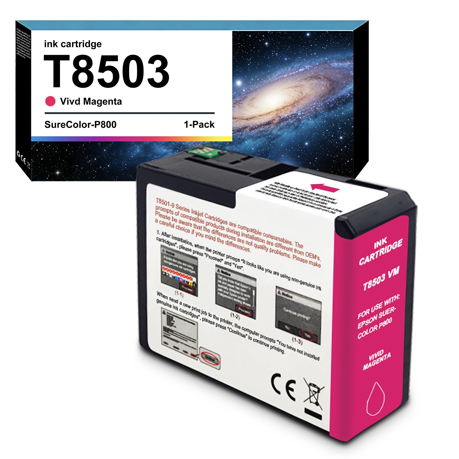 Dikarsum T850 Ink Cartridge Remanufactured T8503 T850300 Ink Cartridge Replacement for Surecolor P800 Printer(Vivd Magenta)