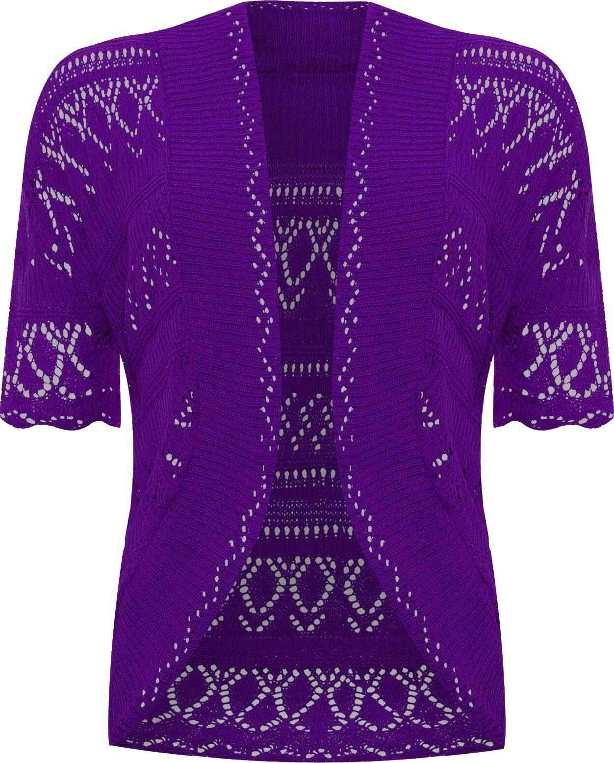 Rageit Women's Purple Knitted Bolero Crochet Cardigan Shrug